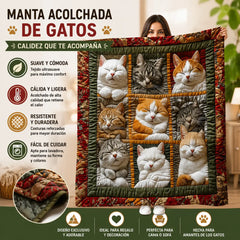 📢📢 ¡50% de descuento! 🐾🐱【150*200CM】Cómoda manta de nueve paneles con estampado de gatos