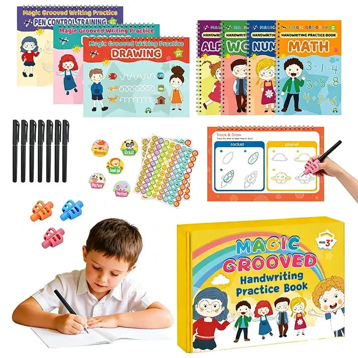 🎁1 juego 32 euro📒📚Set de cuadernos mágicos de práctica de escritura con surcos