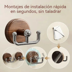 【5 pieza】⏰Últimas 4 horas: Gran oferta 🔥Gancho de ventosa multifuncional con veta de madera