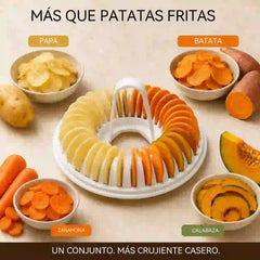 Juego de máquina casera para hacer patatas fritas en el microondas con recipiente para cortar.