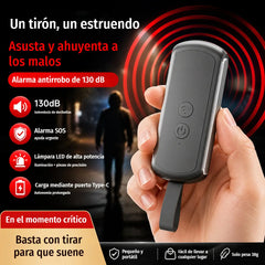 🚨🔦 Llavero de Alarma de Seguridad Personal 130dB | Sirena de Emergencia con Modo por Vibración, Linterna Recargable y Luz Estroboscópica | Para Mujeres, Mayores, Viajes y Hoteles 🛡️