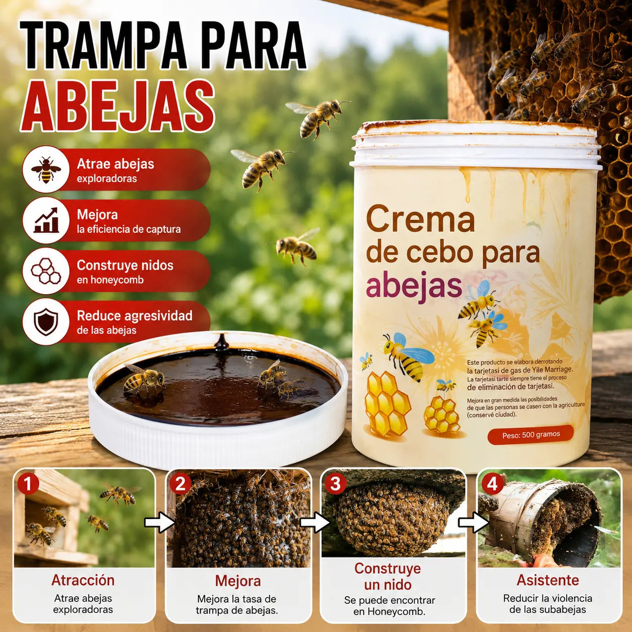 【2 pieza】 Ungüento atrayente para abejas: ¡fórmula natural, rápida efectividad! ¡La solución rápida para atraer enjambres a la colmena!