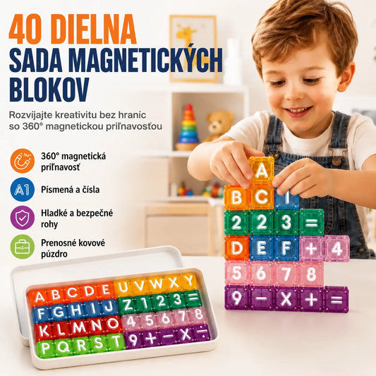 📢📢40% zľava len po obmedzenú dobu! 【40 stavebných kociek + úložný box】⏰Magnetické stavebné kocky s písmenami a číslami pre deti