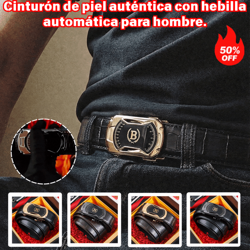 Nuevo cinturón de hombre de cuero genuino con hebilla automática