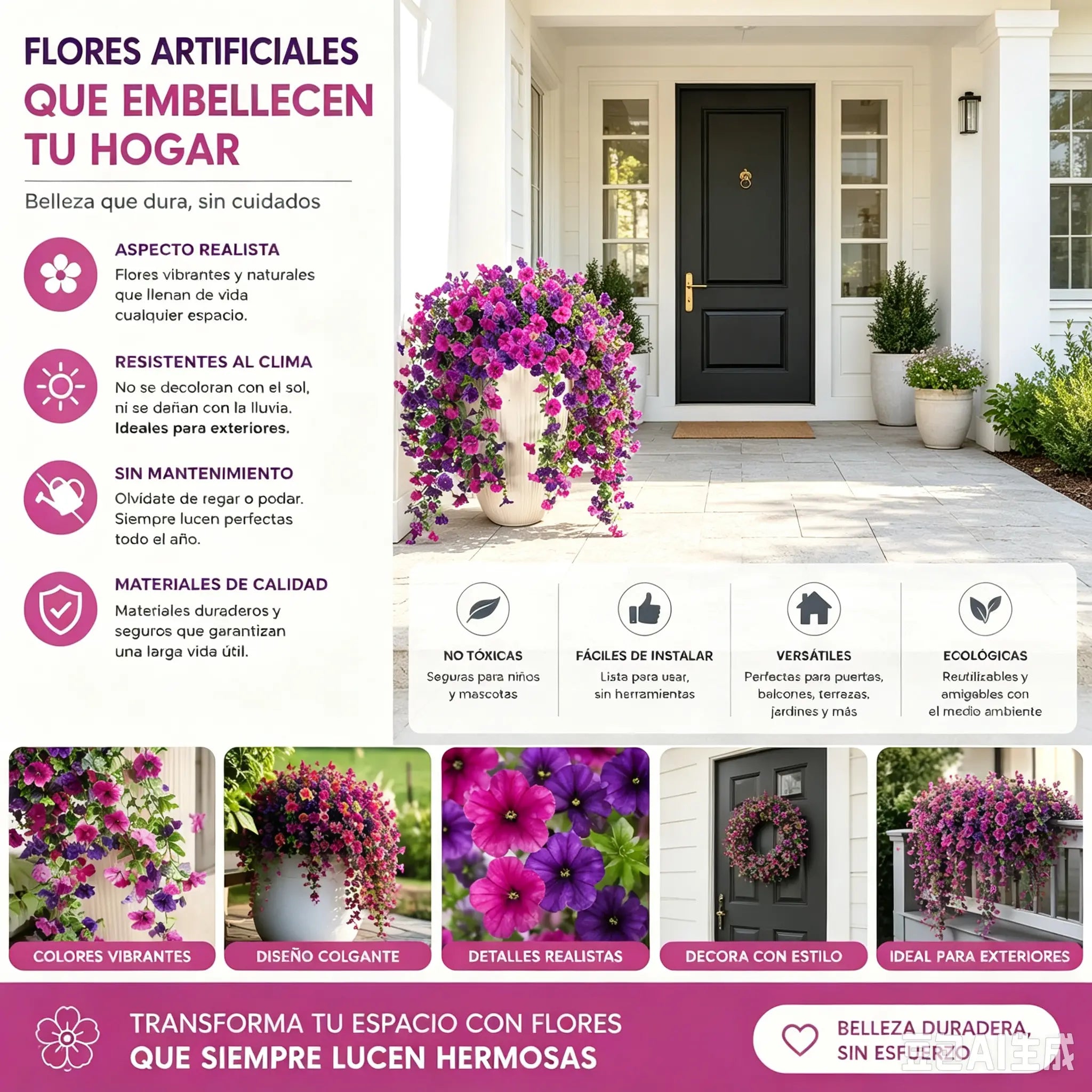 🔥【Compra 4 y llévate 4 gratis】Flores artificiales colgantes