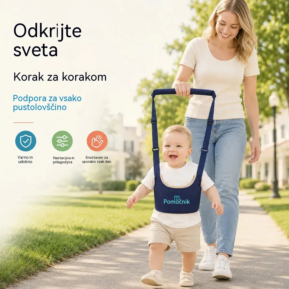 Otroški pas za hojo 2 v 1 – zračen, ergonomski in zaščita pred padci 👶🚼