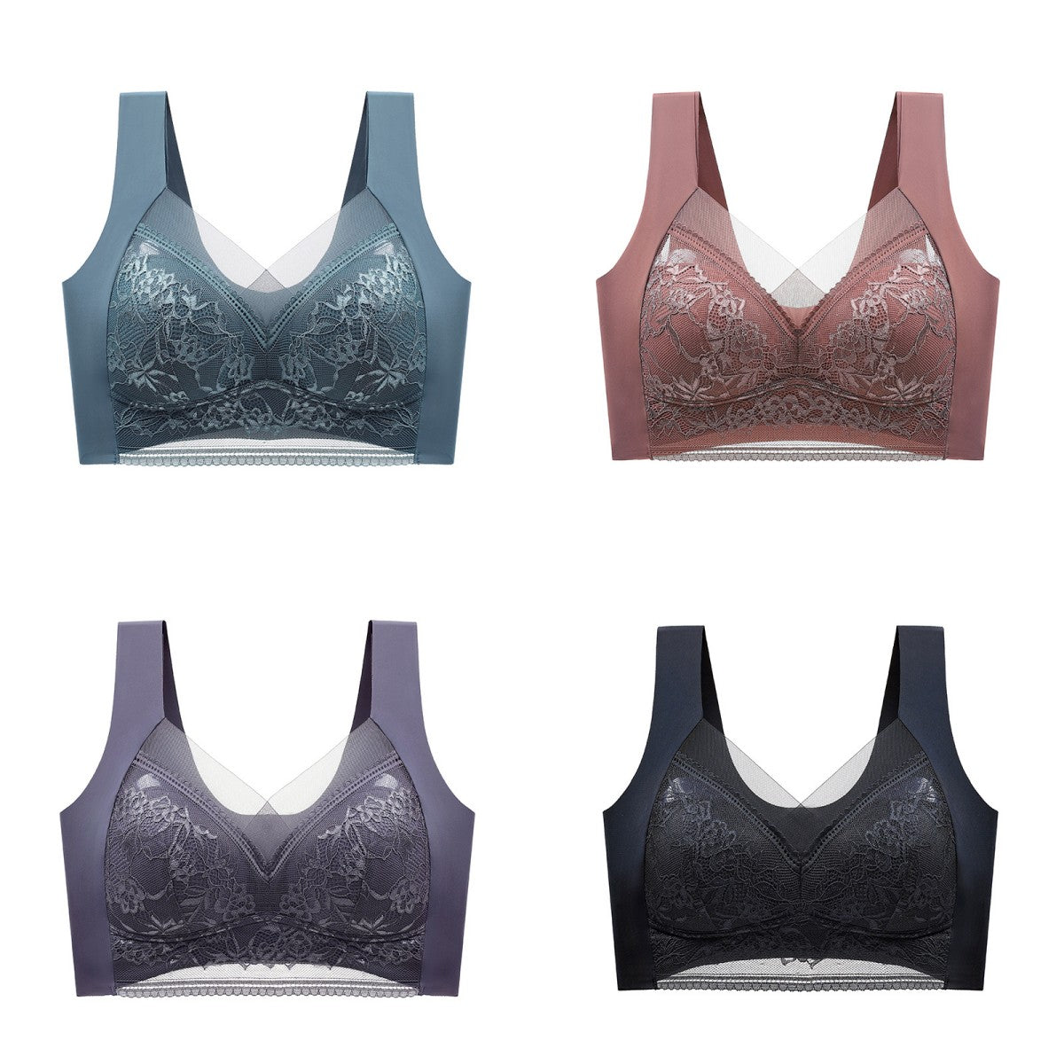 🔥👍【Compra 2 y llévate 2 gratis】👙🌺【40-110 kg】Sujetador de encaje cómodo sin costuras de talla grande