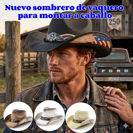 🤠🤠Nuevo sombrero de vaquero occidental para montar a caballo, sombrero cubierto para exteriores, sombrero de águila