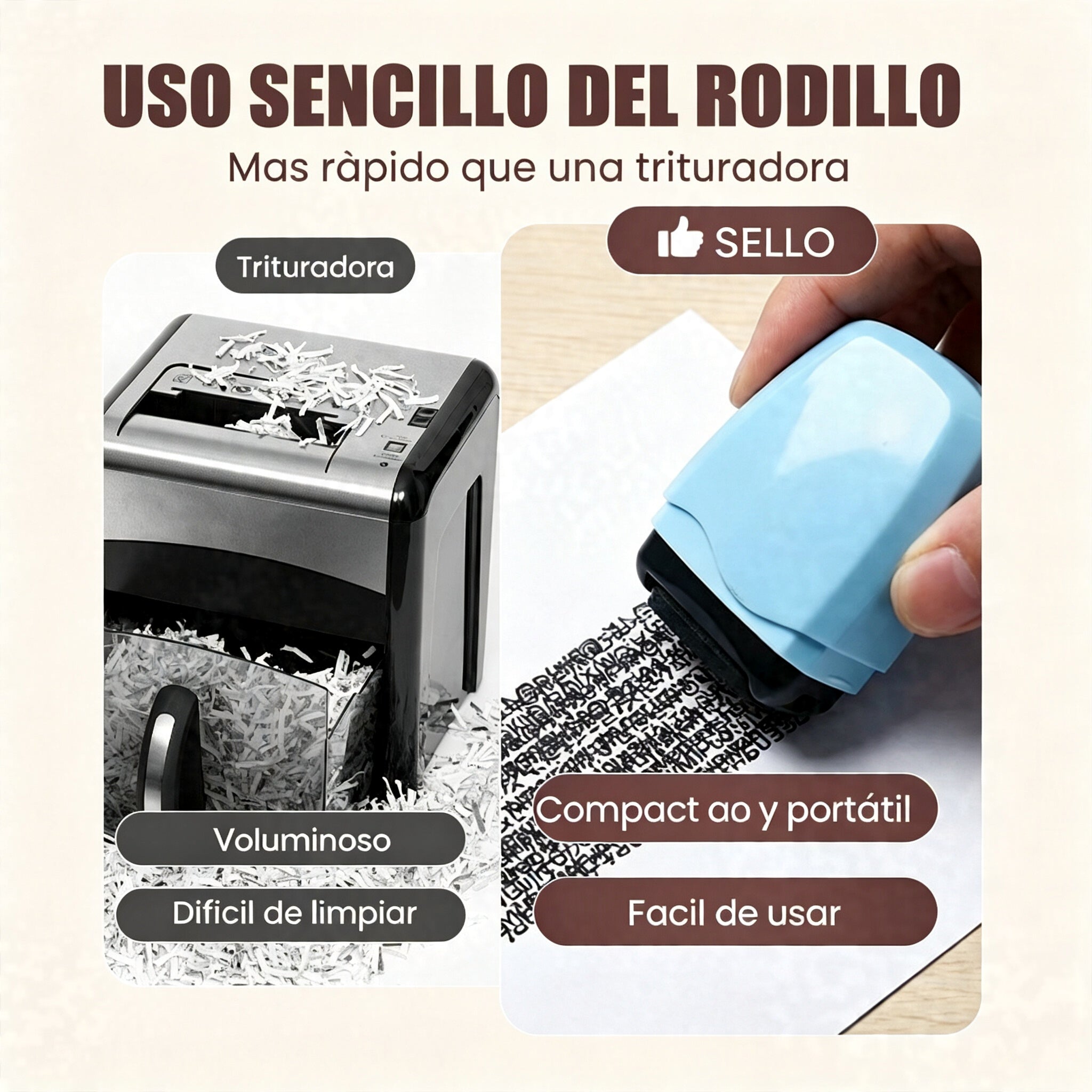 【3 piezas por solo 27 €】🔒 Rodillo tampón de protección de datos – Oculte información personal en paquetes y documentos con un patrón de código confuso