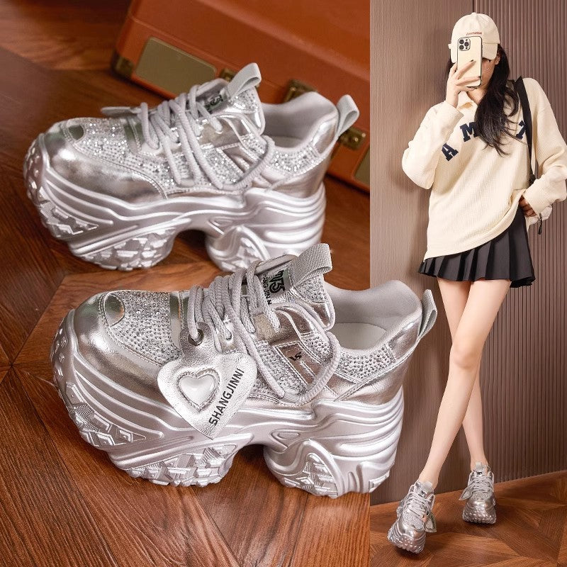 【35-40】Zapatillas deportivas de suela gruesa de moda, otoño 2025 - aumento de altura 10 cm
