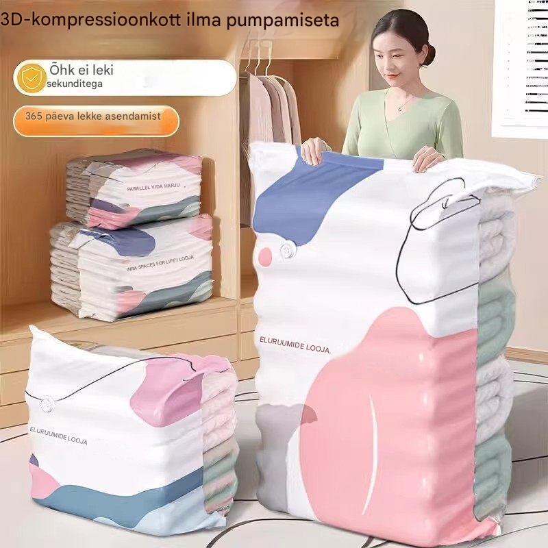 🧳【5-osaline komplekt】💨 Suur, kokkusurutav vaakumkott: pumpa pole vaja, lekkekindel ja ideaalne ruumi kokkuhoiuks kohvrites ja kodus ✈️