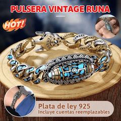 🔥Más vendido ✨ Pulsera retro de plata 925, de seis cifras, turquesa, con mantras y cuentas transferibles
