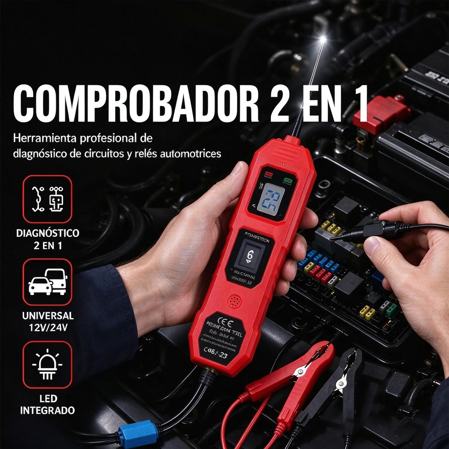 🔧⚡ Probador de Circuitos Automotrices, Lápiz de Prueba Eléctrico Multifunción de 6-24V, Herramienta de Diagnóstico y Detección para Coche 🚗✨