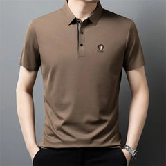 【M-4XL】Poletje 2026 Nova ledeno svilena polo majica s pol rokavi in reverjem