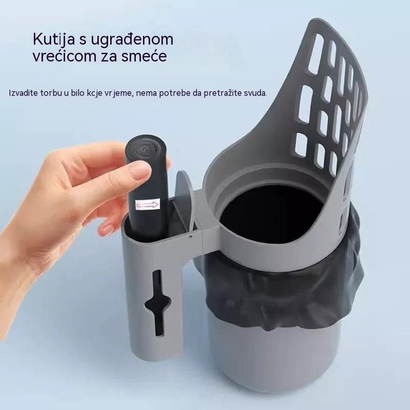 Lopatica za mačji pijesak s integriranom kantom + 4 role vrećica za smeće 🎁 Lopatica za mačji pijesak s ugrađenom kantom za otpad – učinkovito prosijavanje, držač vrećica – brzo i higijensko čišćenje za uvijek čist mačji WC ✨🐾