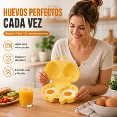 【3 pieza】🍳Cocedor de huevos para microondas de doble cavidad: cocción rápida y sin aceite, material PP apto para uso alimentario, un elemento esencial y multifuncional para la cocina💫