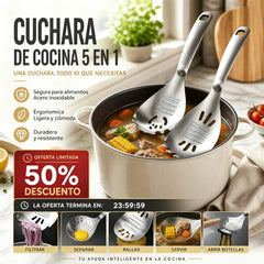 🔄🍲 ¡Oferta por tiempo limitado! 50% de descuento – Cuchara multiusos 🌿 colador y separador, 🧂 función de molido, 🍾 abridor – ¡todo en 1!