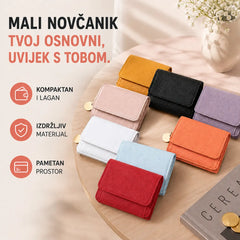 🔥Kupite jedan, drugi dobijete gratis✨Elegantni i jednostavni ženski kratki novčanik s utorima za kartice, pretincima za novčanice i prozorčićem za osobnu iskaznicu.