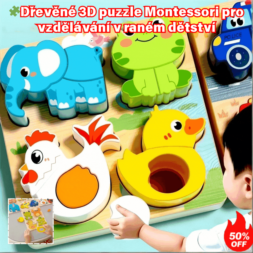 🔥【1 juego de 4 estilos】👧🏻🧩 Rompecabezas 3D de madera Montessori para educación infantil
