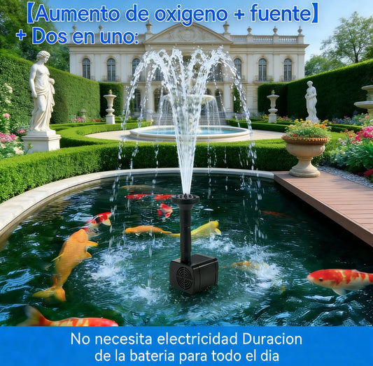 🌿☀️ Fuente solar para estanque de jardín: con múltiples boquillas, no requiere electricidad.