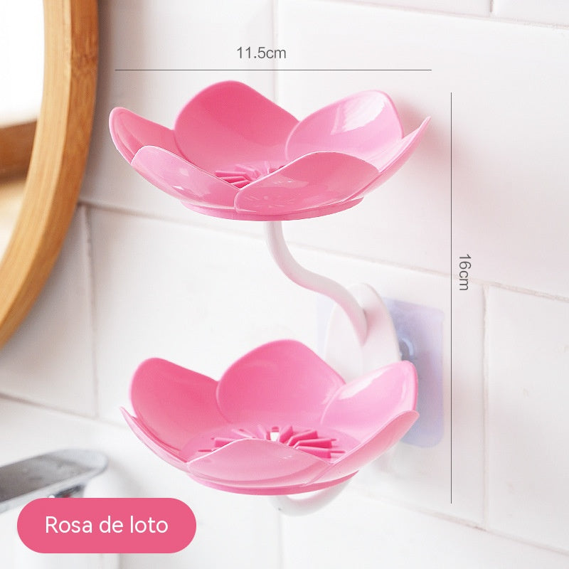 [2 piezas 26 euro] Jabonera con forma de loto, sin necesidad de taladrar, de montaje en pared, con doble capa y escurridor.