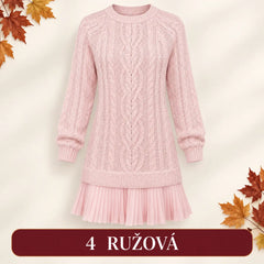 🧶 Elegantné pletené šaty s plisovaným lemom — pohodlný štýl na chladnejšie dni, dostupné vo veľkostiach S–3XL.
