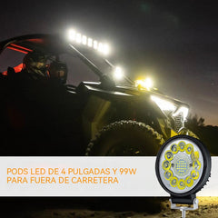 Módulo LED de 4 pulgadas y 99 W para vehículos todoterreno.