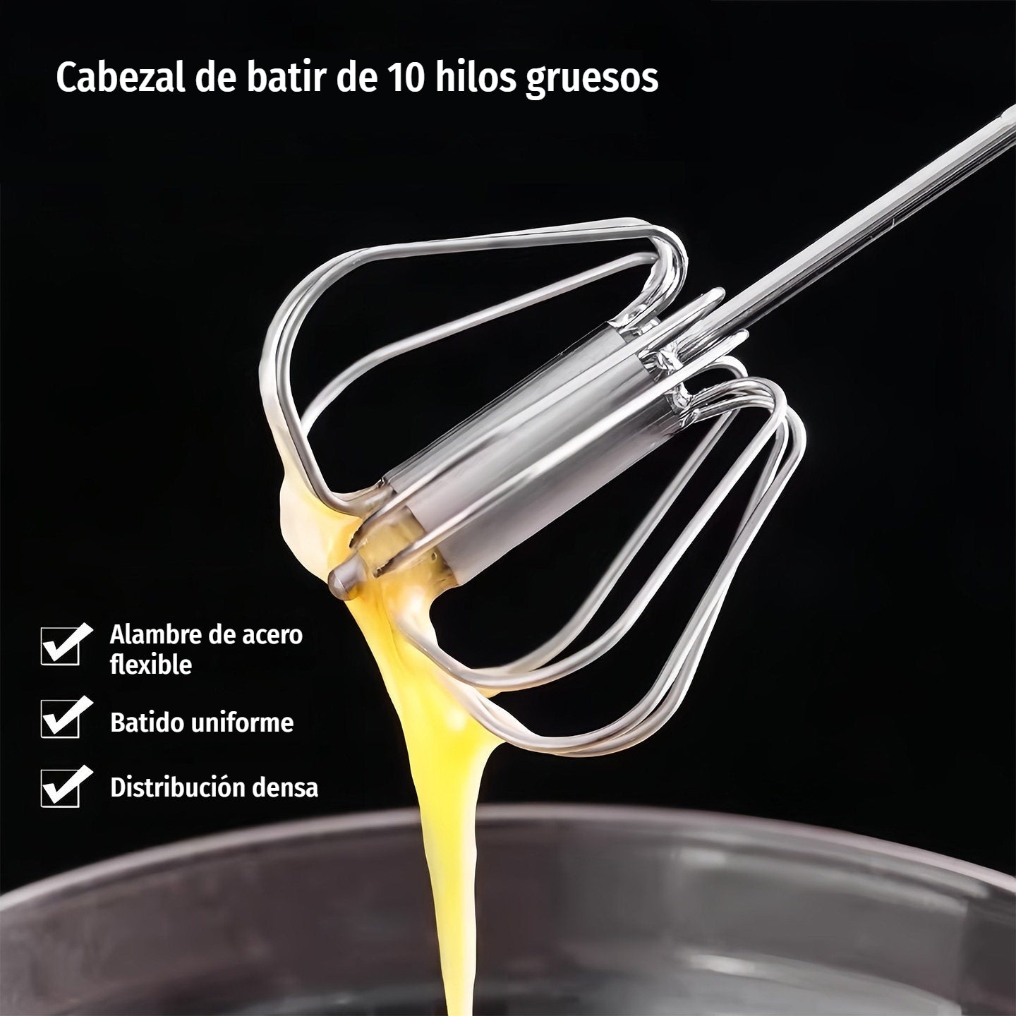 24€【 Conjunto de 2 piezas】Batidor de huevos semiautomático de acero inoxidable