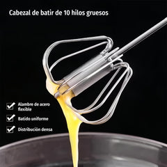 24€【 Conjunto de 2 piezas】Batidor de huevos semiautomático de acero inoxidable