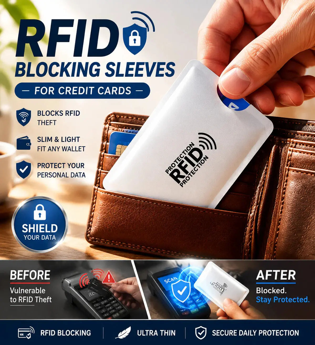 8 piezas 22€🔒 8 Fundas con Bloqueo RFID para Tarjetas – Protección para Tarjetas Bancarias e Identificación