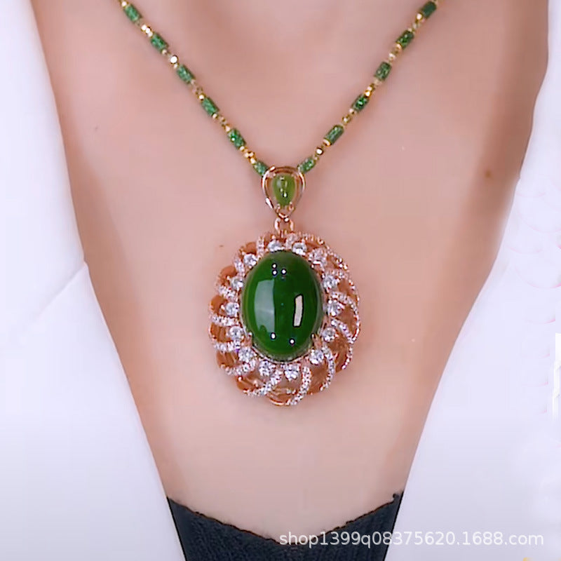 Colgante de jade de Hotan con oración por la paz