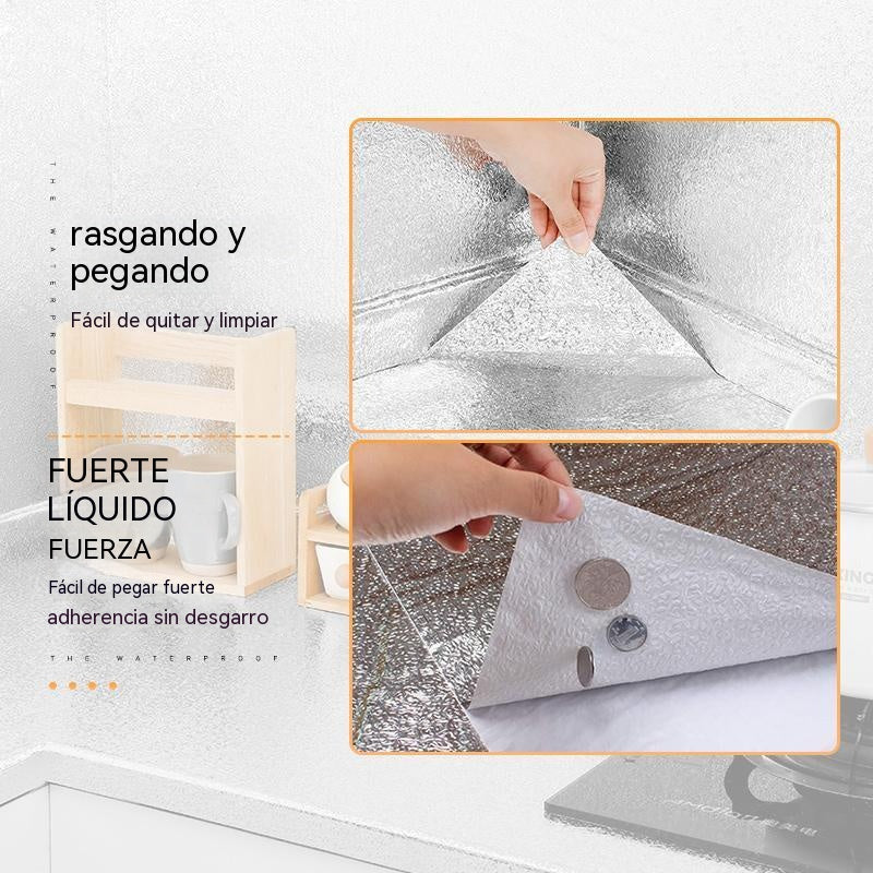 【60cm*10m】🛡️ Lámina Adhesiva de Aluminio Removible – Antigrasa, Resistente al Calor y Fácil de Limpiar