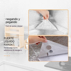 【60cm*10m】🛡️ Lámina Adhesiva de Aluminio Removible – Antigrasa, Resistente al Calor y Fácil de Limpiar