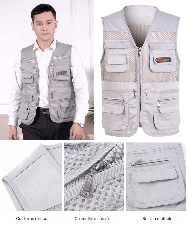 😎Chaleco sencillo y funcional con múltiples bolsillos 🔥【XL-4XL】