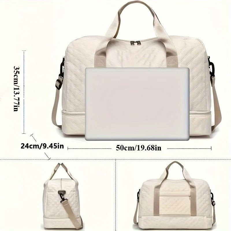 🔥【¡Oferta por tiempo limitado!】🔥Elegante bolsa de viaje de gran capacidad con diseño de separación para uso húmedo y seco, adecuada para yoga y fitness.