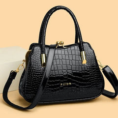 Elegante bolso de mano para mujer de piel de cocodrilo