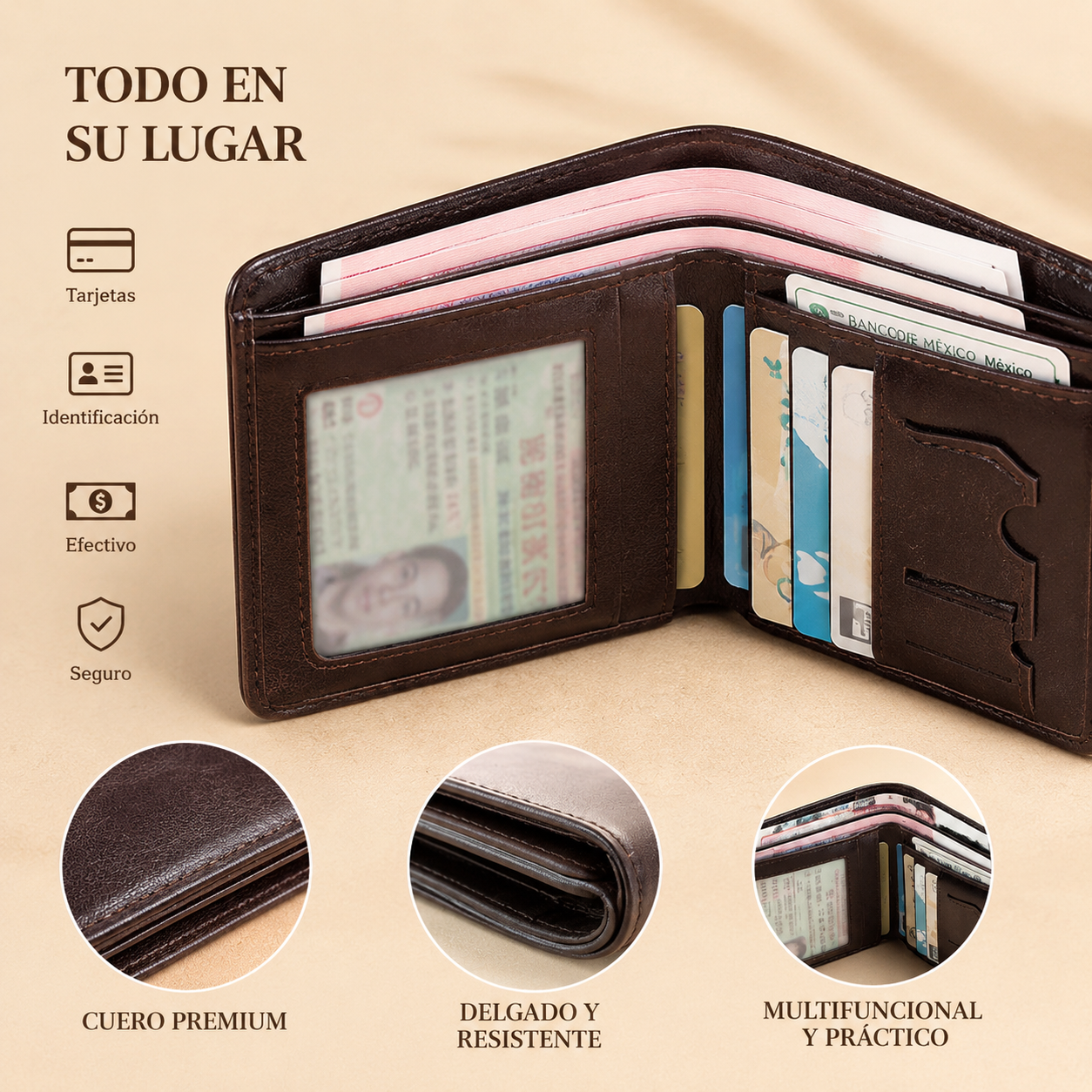🐂✨ Nueva cartera de cuero genuino para hombre con sistema antirrobo