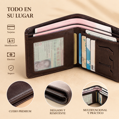 🐂✨ Nueva cartera de cuero genuino para hombre con sistema antirrobo