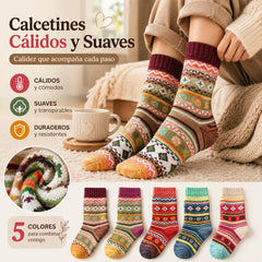 🧦🔥【5 pares】Calcetines de lana gruesos y cálidos de estilo retro para mujer