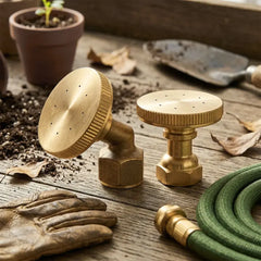 💦【1 boquilla curva + 1 boquilla recta】Pulverizador de riego de latón ajustable, niebla fina con múltiples orificios, adecuado para riego de jardines, hogares y agricultura🌿✨