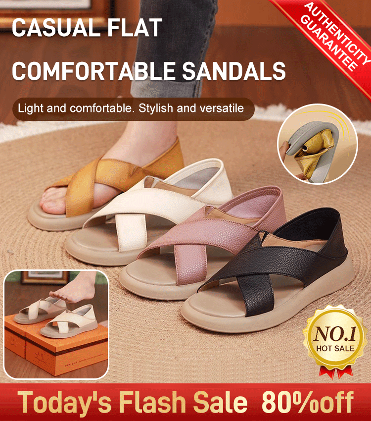 💕【39%OFF】【35-42】Sandalias planas romanas de piel natural, casuales y cómodas