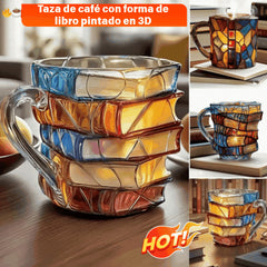 【30%OFF】📚 Taza de café pintada en 3D con forma de libro.