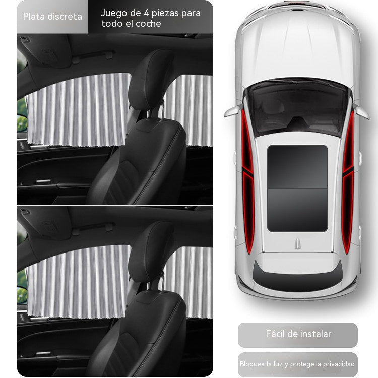🔥【Juego de 4 piezas】 Parasol para ventanilla de coche con riel deslizante y función de aislamiento térmico.