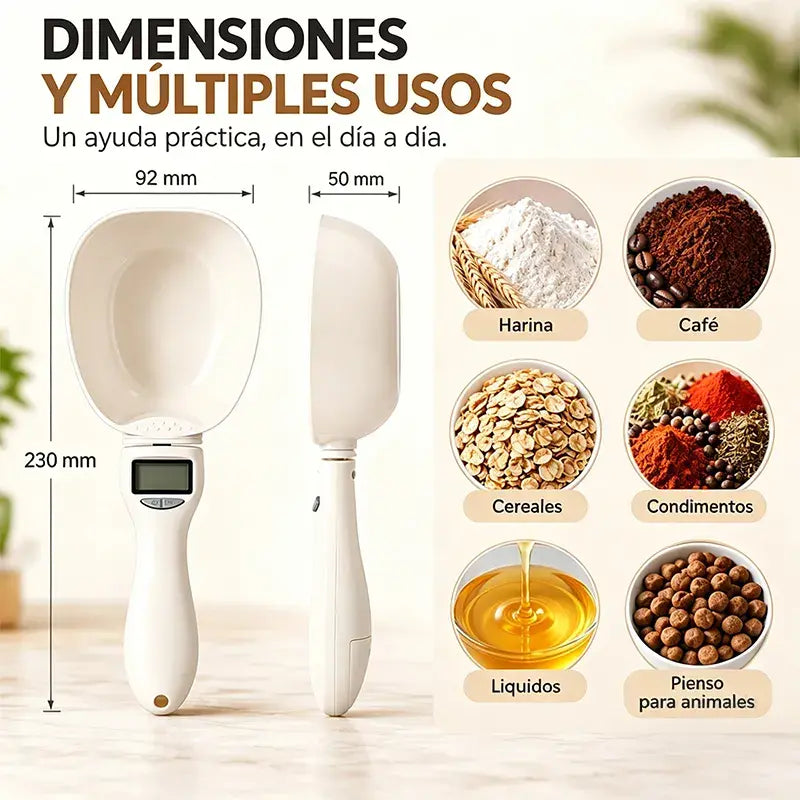 🍴⚖️ Cuchara Dosificadora Electrónica de Precisión – Báscula Digital con Pantalla LCD, Desmontable y con Escala para Leche y Alimentos 🥄