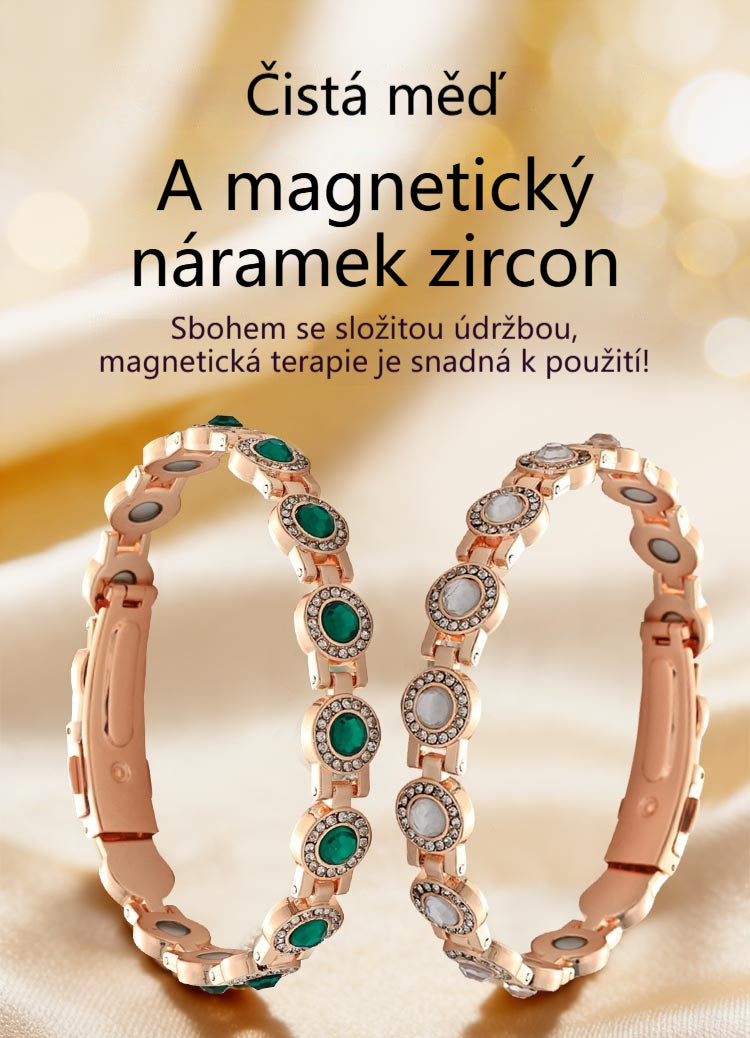 ✨Pulsera magnética de aleación de lujo con estilo, pulsera magnética de circonita de cobre puro
