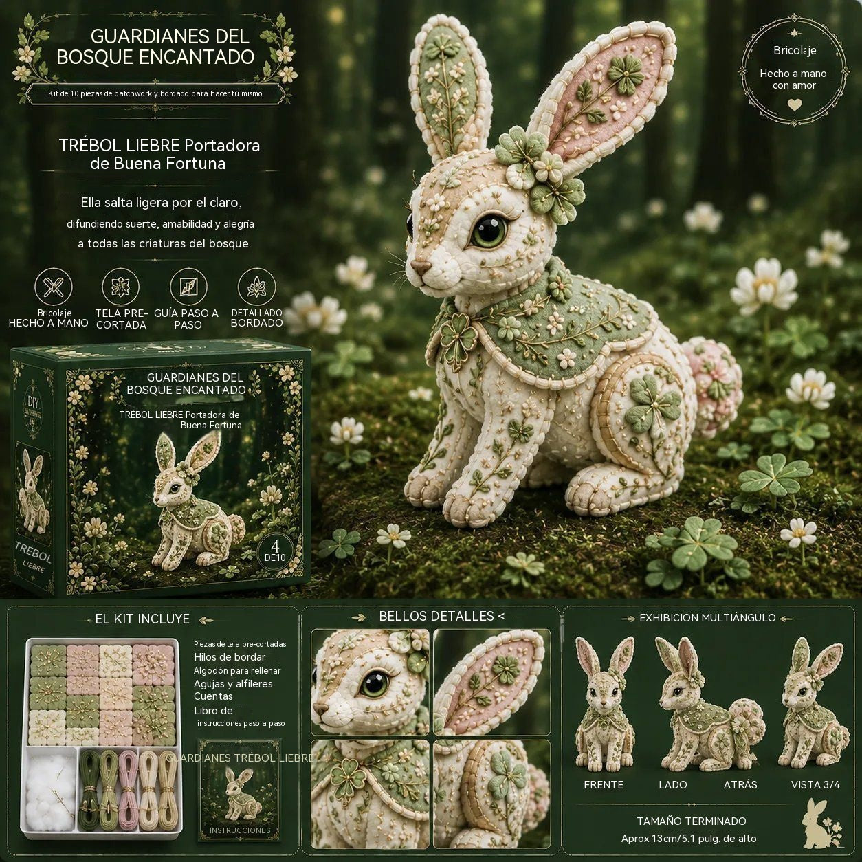 🔥¡Último día! ✨Kit DIY Guardián del Bosque Mágico: crea tu propio compañero único del Bosque Mágico 🧵🦉🦊🦌