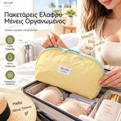 🧳💕 Estuche organizador de viaje portátil para ropa interior: almacenamiento separado para sujetadores, braguitas y calcetines.