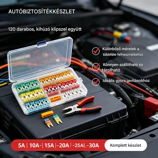 🔧⚡ Vegyes autós biztosítékkészlet – Minden áramerősség egy tokban! 🚗🧰