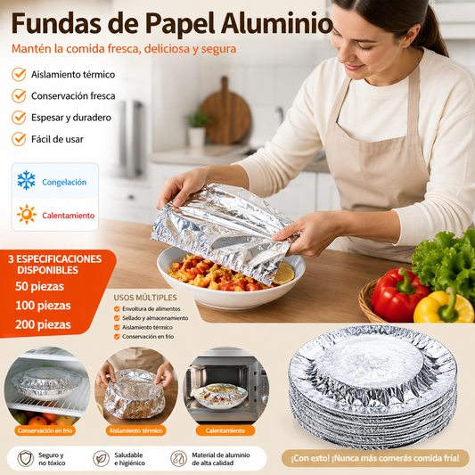 💥【50 piezas】🍎🔥 Cubierta aislante de papel de aluminio apto para alimentos