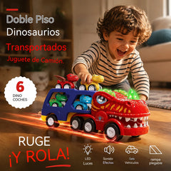 🚛Camión de juguete de dos pisos para transportar dinosaurios
